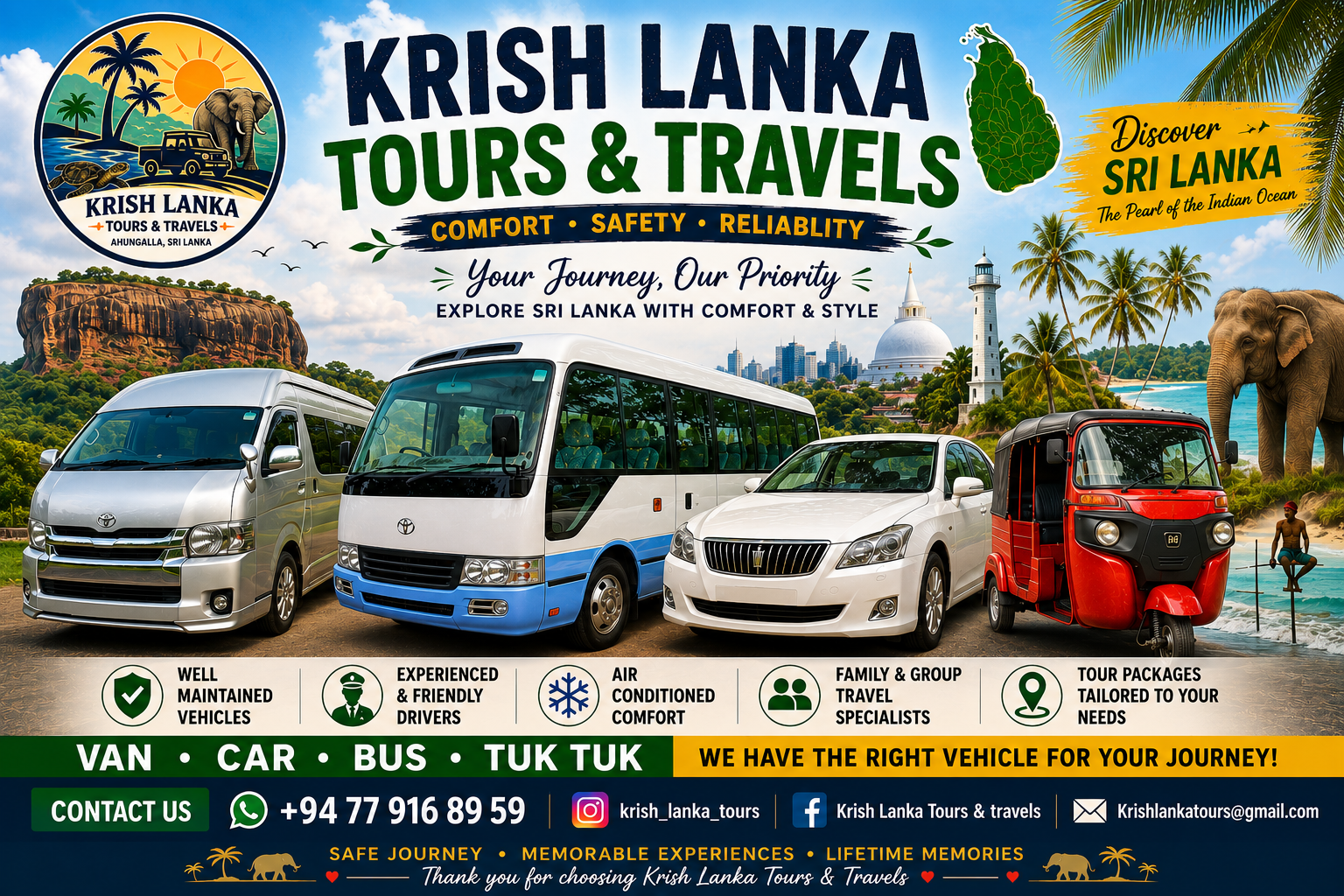 Krish Lanka Tours & travels vehicals
