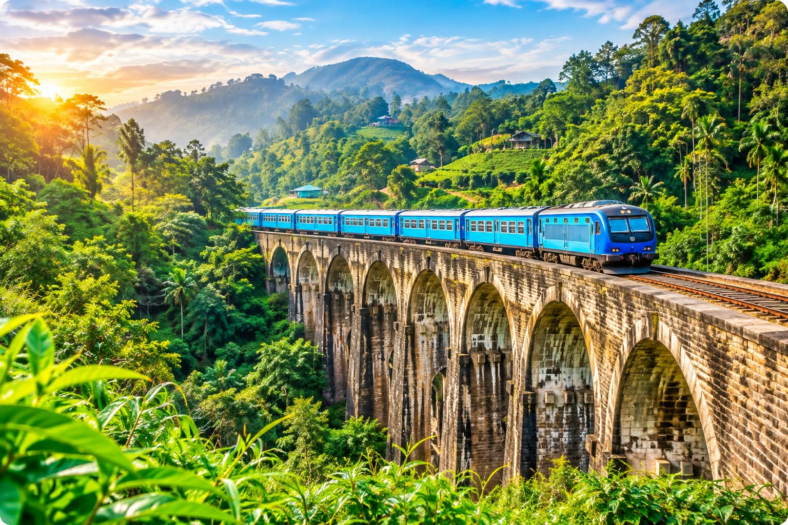 Ella One Day Tour-Train Ride, Ravana waterfall,Nine Arch Bridge & Tea plantation